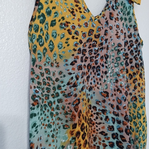 Jodifl colorful long ruffle sleeveless maxi dress size L Multicolor leopard - Picture 7 of 10